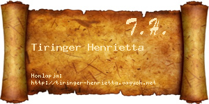 Tiringer Henrietta névjegykártya
